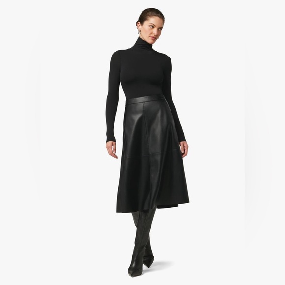 Black faux leather high waist midi skirt - Picture 1 of 7